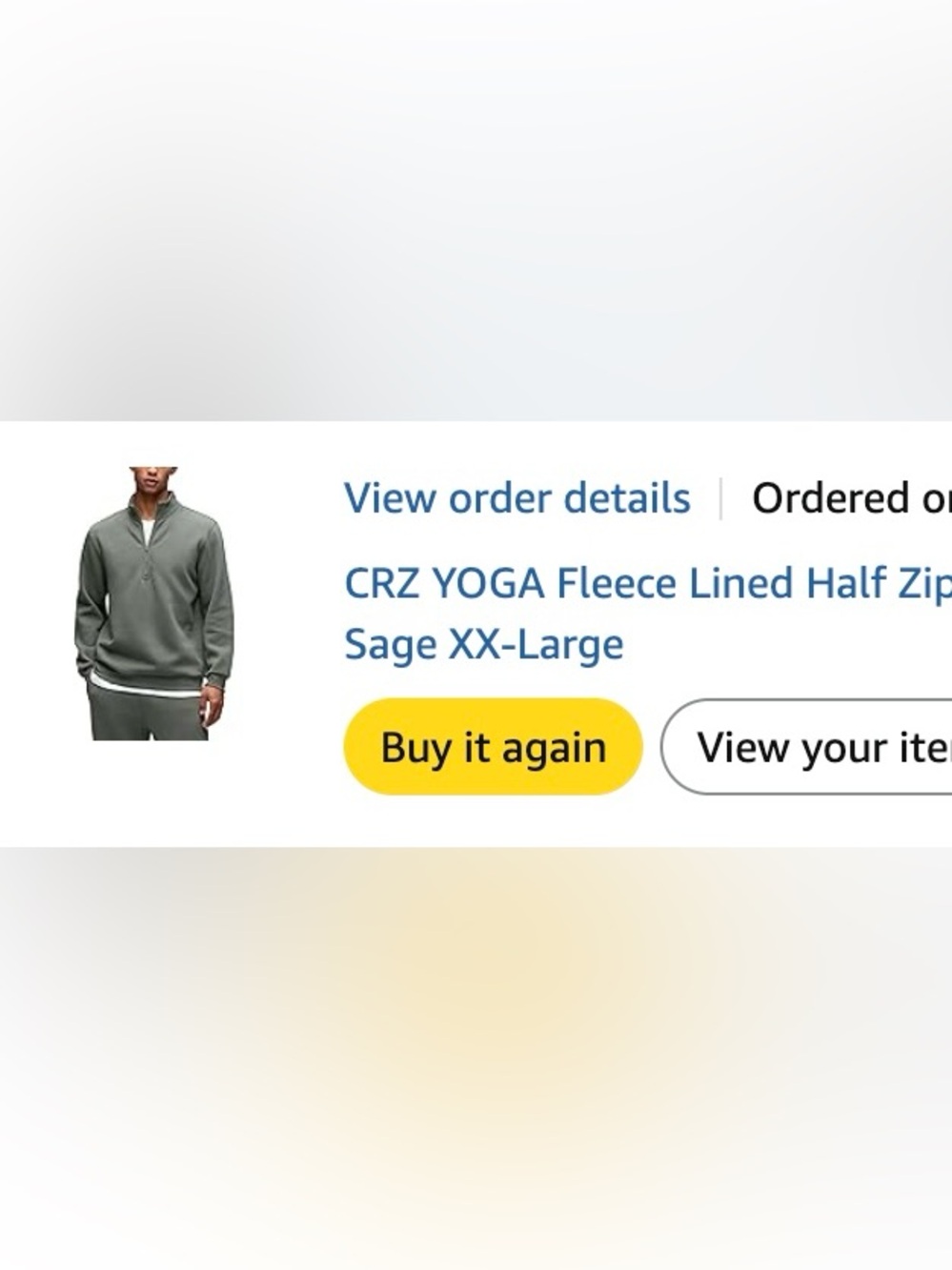 CRZ YOGA Fleece Lined Half Zip Sweatshirt Mock Neck Gray Sage Men’s Size XXL - Picture 10 of 13